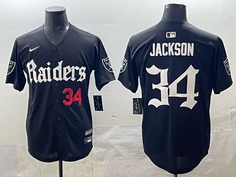 Men 2025 Oakland Raiders #34 Jackson black 6th generation Joint Name Nike Limited NFL Jersey style 04